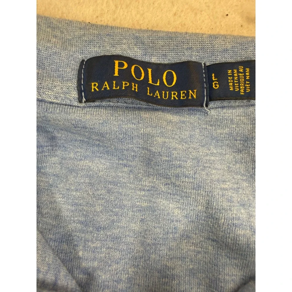 Polo Ralph Lauren Mens Large Blue Heathered Quarter Zip Pullover Sweater